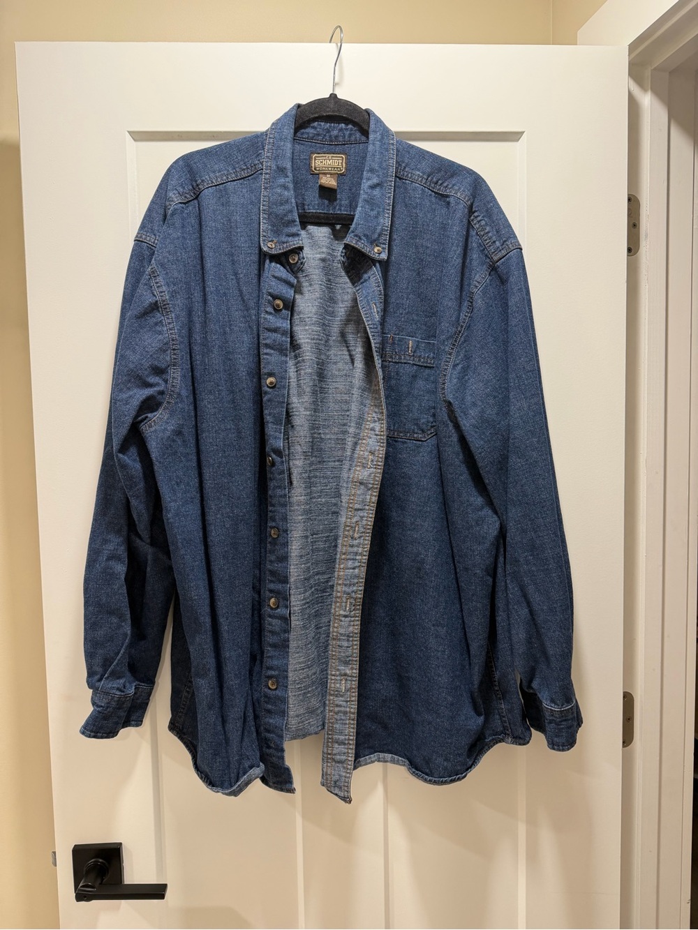 Vintage Schmidt workwear Men's Denim Shirt Jacket - Blue